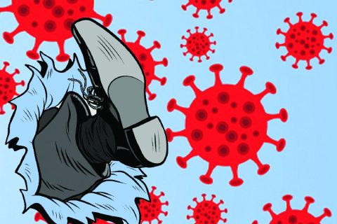 Kicking covid graphic.