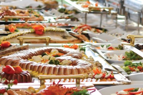 Food laid out on table