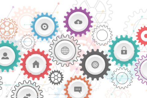 gears with web icons