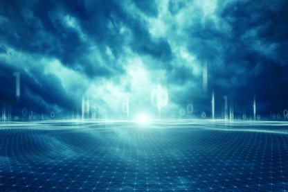 Decorative blue landscape.