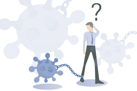 Ball and chain virus cartoon