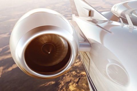 Picture of a Jet Engine on the side of the plane